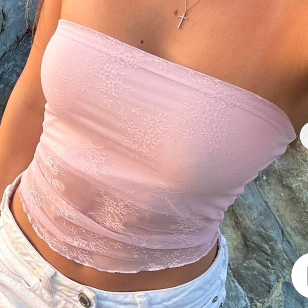 wild fable Blush Pink Lace Strapless Crop Tube Top